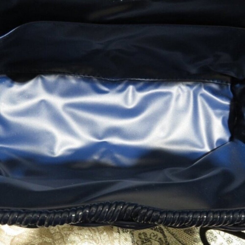 Basket Weave Handbag Cobalt Sapphire Blue & Gold Hardware Chain Crossbody Clutch - Picture 11 of 13